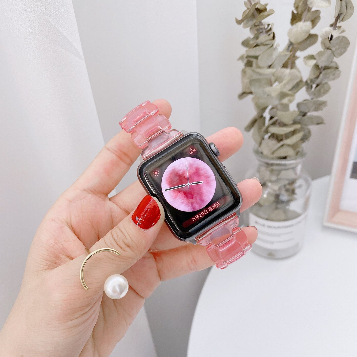 Luxury Resin Watch Strap for Apple Watch Ultra 49mm 8 7 41mm 45mm 6 se 5 4 Band 42 38mm Transparent for Iwatch 7/6/5/4/3 44 40mm