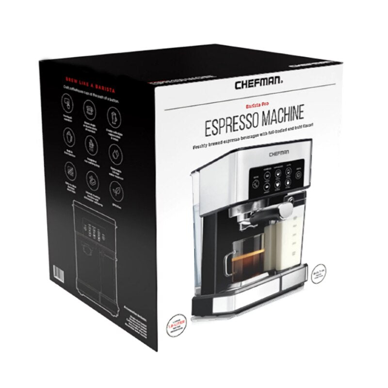 Chefman Barista Pro Espresso Machine, New, Stainless Steel, 1.8 Liters