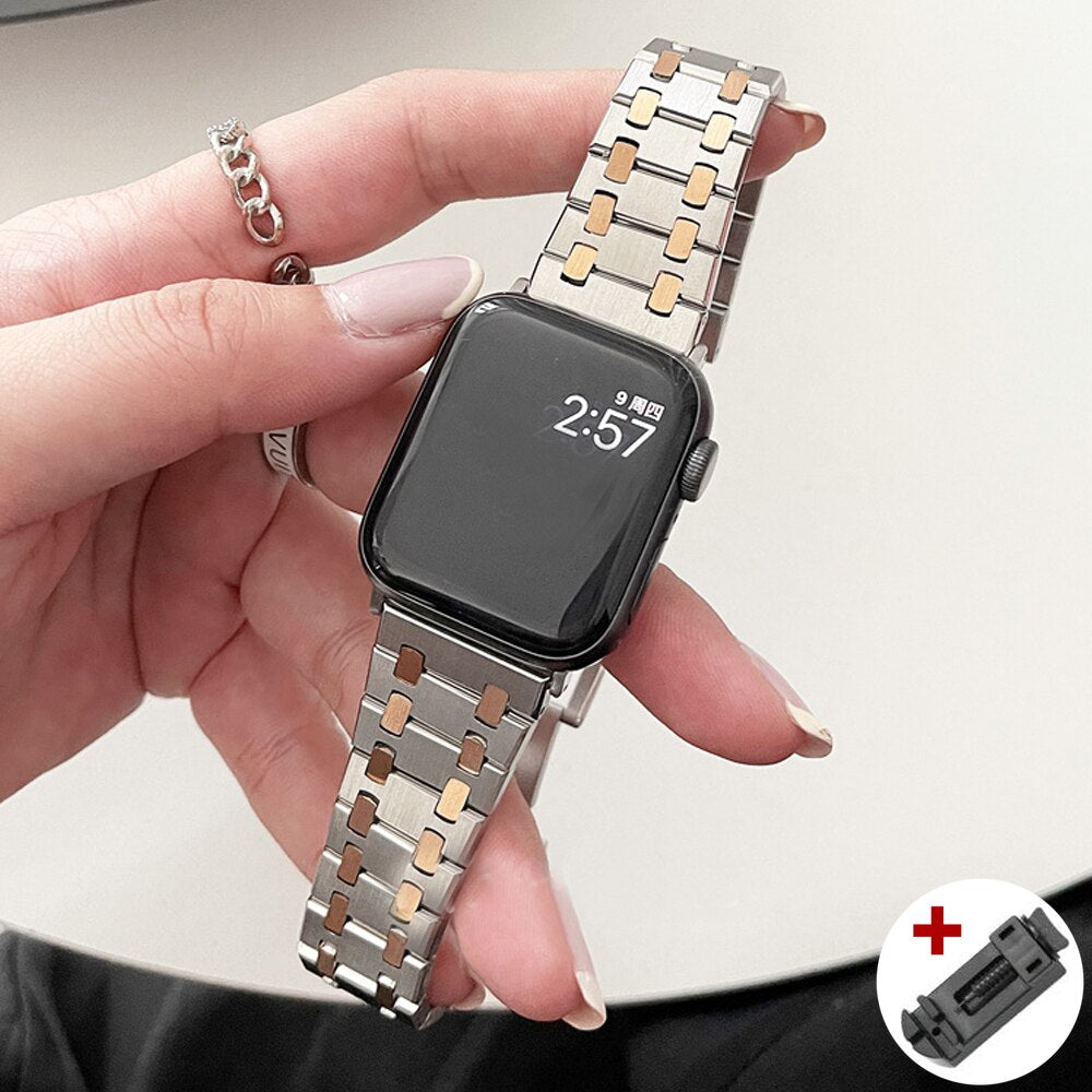 Luxury AP Strap For Apple Watch 8 Ultra 49mm 7 45mm 41mm watchband For iWatch 6 SE 44mm 40mm Band Stainless Steel Soild Bracelet