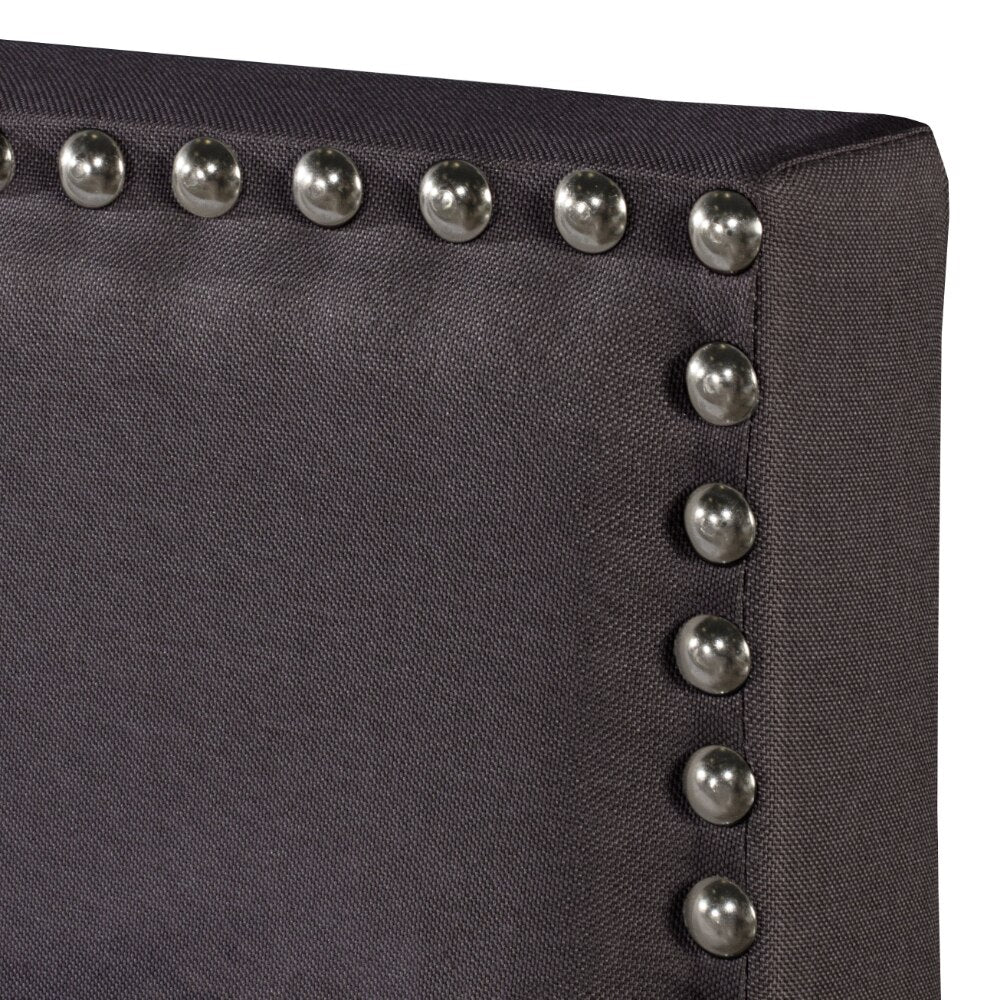 Willow Nailhead Trim Upholstered Full Bed, Charcoal