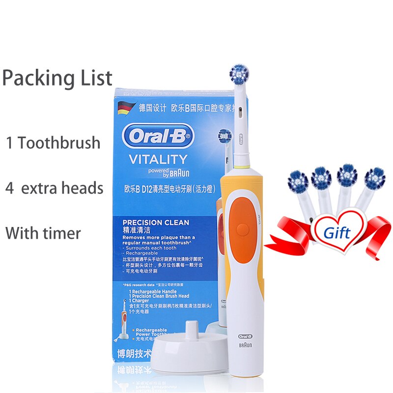 Oral B Electric Toothbrush Adult Rotation Clean Teeth Charging Tooth Brush 3D Whiten Teeth Oral Care Brush With Gift Brush Heads