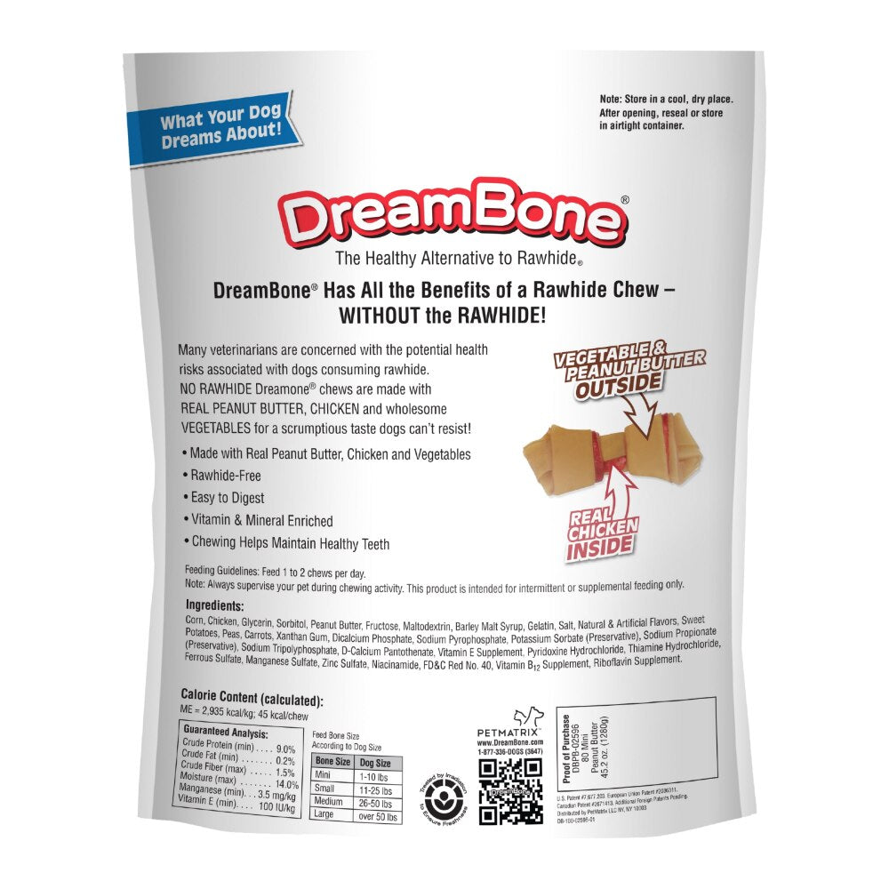 DreamBone Peanut Butter Flavored Rawhide-Free Dog Chews, Mini, 45.2 Oz. (80 Count)