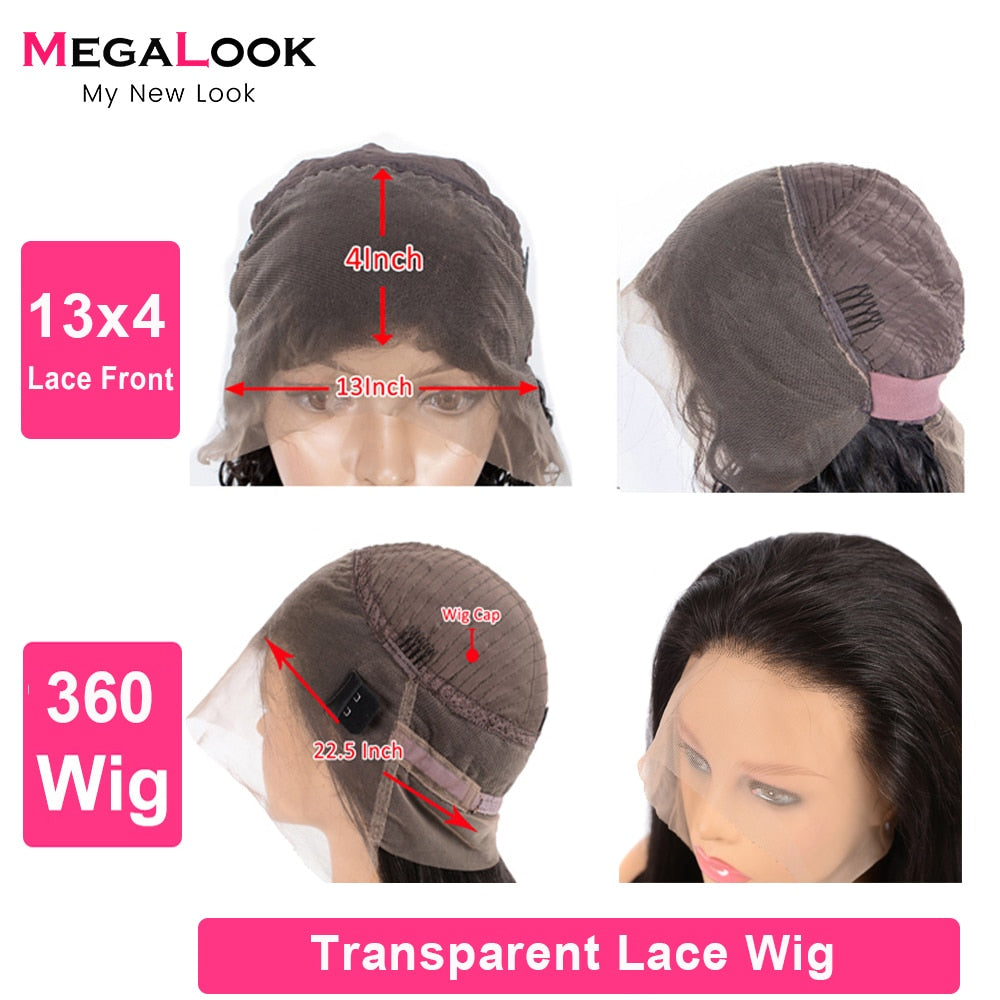 Transparent 13x4 Lace Front Human Hair Wigs Bone Straight 360 Full Lace Frontal Wigs Human Hair For Women Pre Plucked 28 30 Inch