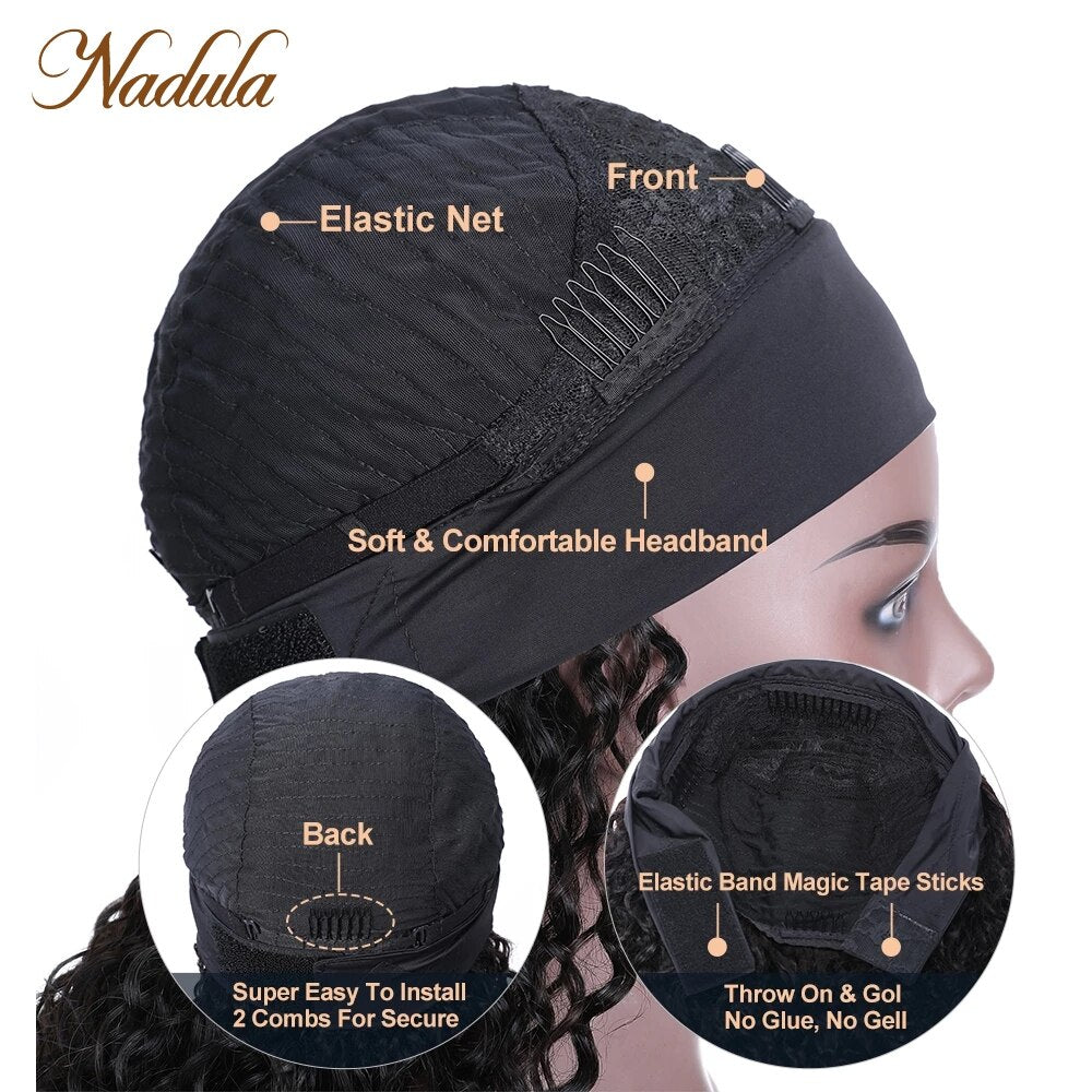 Nadula Curly Headband Wig Human Hair 8-26 Curly Hair Headband Wig Brazilian Virgin Human Hair Wigs With Headband Natural Looking