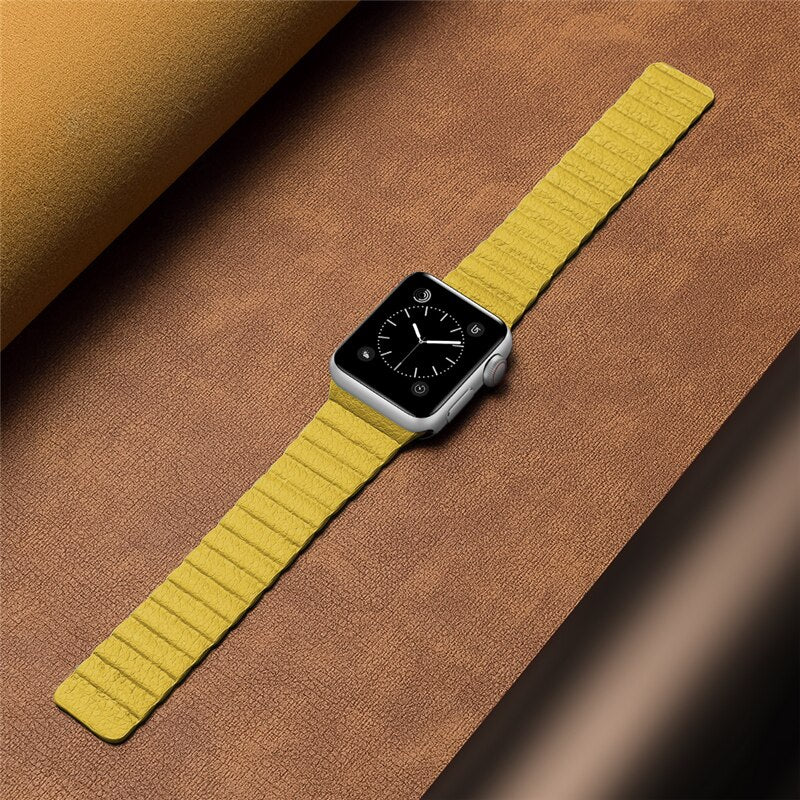 Leather band For apple watch Ultra 49mm for iWatch series 6 se 5 4 44 40mm 42mm loop for apple watch 8 7 41 45mm Magnetic strap