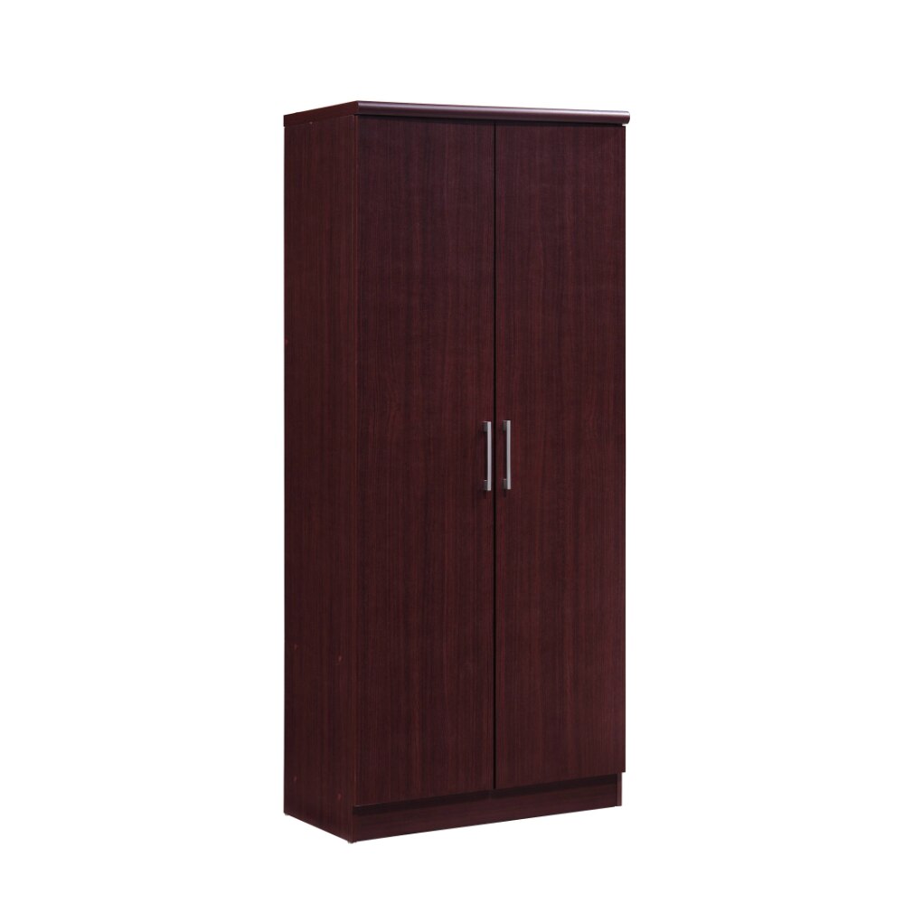 Wardrobes 2 - Door Wardrobe with 4 - Shelves, Mahogany 17.00 X 31.50 X 72.00 Inches