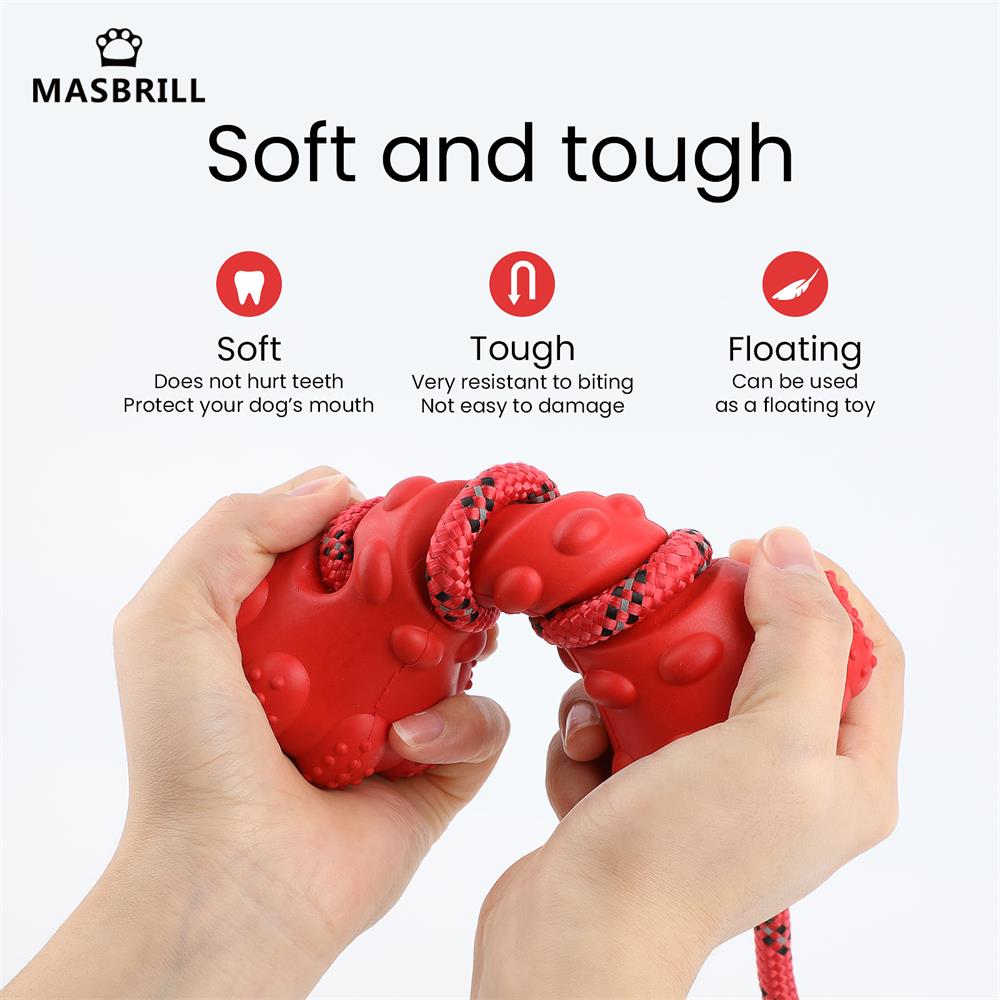 MASBRILL Pet Dog Toy Interactive Rubber Dumbbel for Small Large Dogs Chewing Toys Pet Tooth Cleaning Indestructible Dog Food Toy