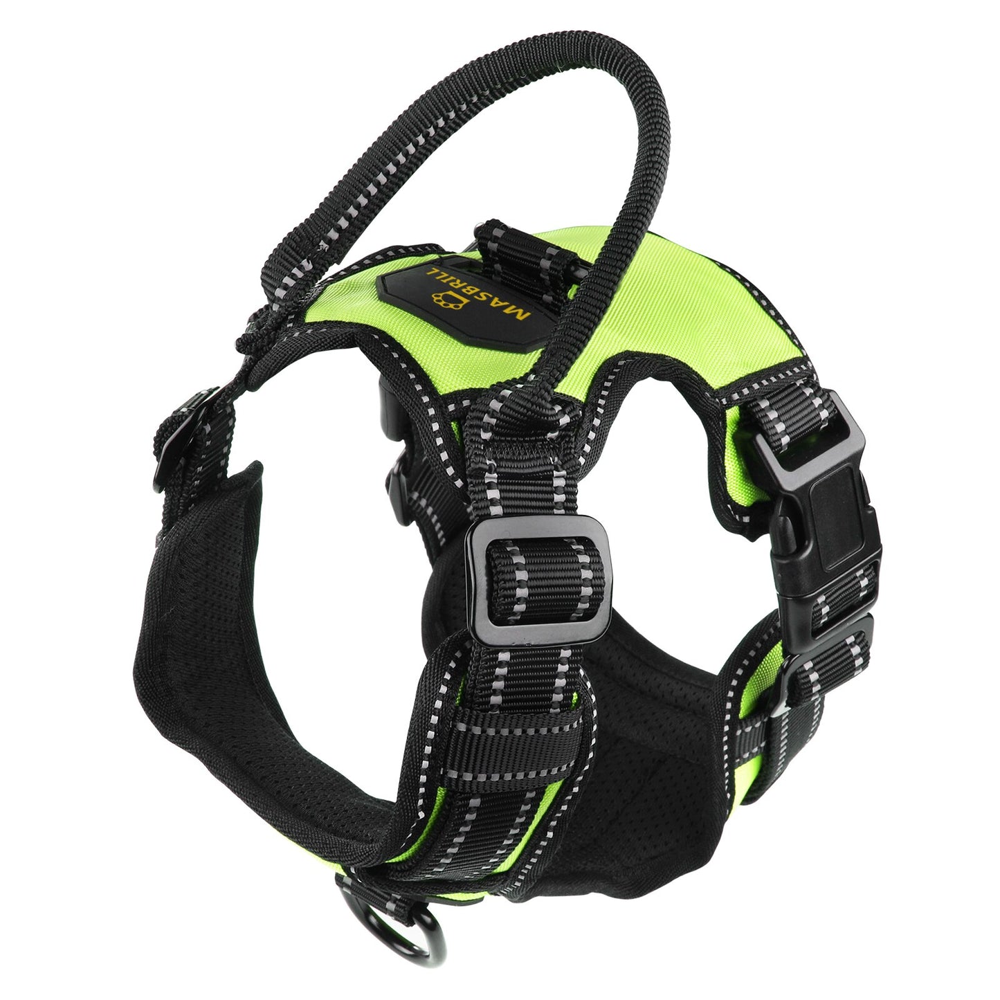 MASBRILL Pet Reflective Nylon Dog Harness No Pull Adjustable Medium Large Naughty Dog Vest Safety Vehicular Lead Walking Running