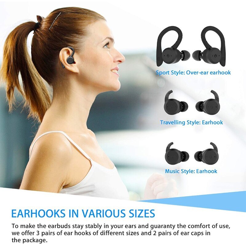 20 Hours Play Time Swimming Waterproof MS-T40 Bluetooth Earphone Dual Wear Style Sport Wireless Headset TWS Ipx7 Earbuds Stereo