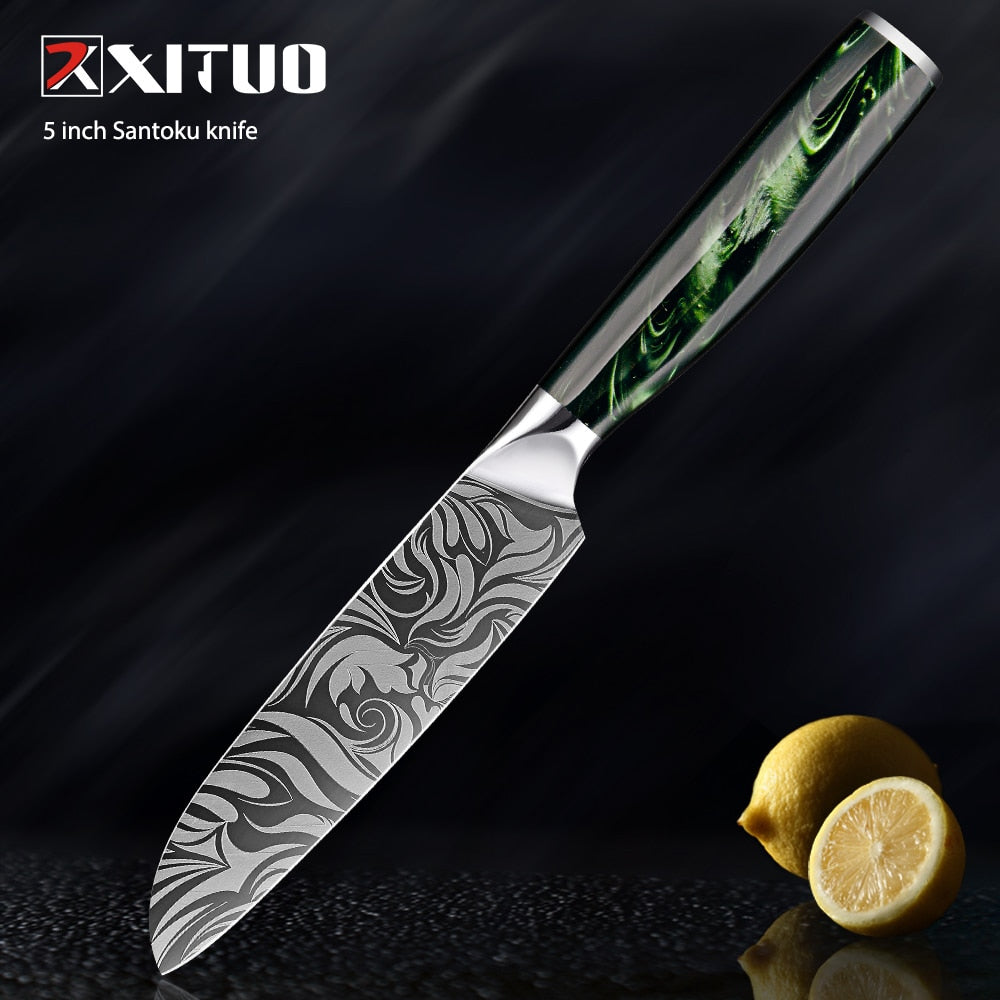 XITUO 1-8pc Kitchen knife Set Stainless Steel Pro Chef Knives Ultra Sharp Santoku Nakiri Bread Cleaver Boning Knife Cooking Tool