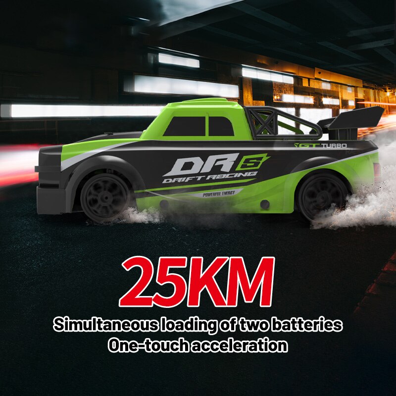 RC Car 1/16 4WD 2.4G Drift Racing Remote Control Car Bulit-in Two Batteries LED Light High Speed Vehicles Models Toys for Kids