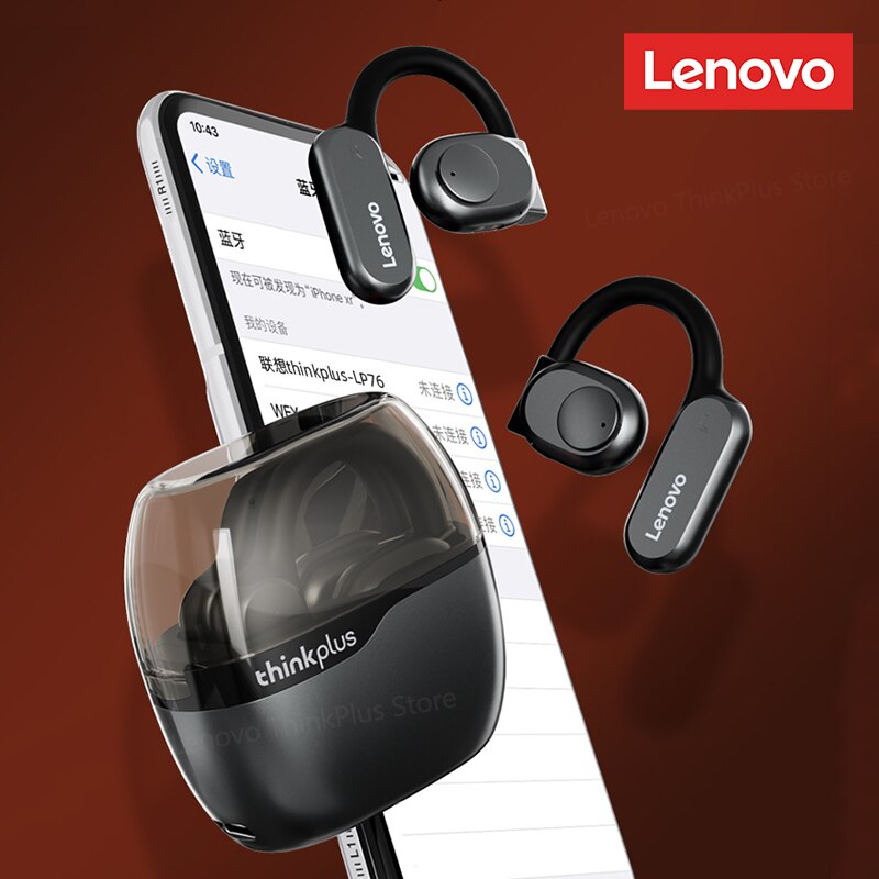 Lenovo LP76 OWS Earhook Earphones Bluetooth 5.3 Low Latency Gaming Sport Headset HiFi Stereo Noise Reduction Earbuds 400mAh