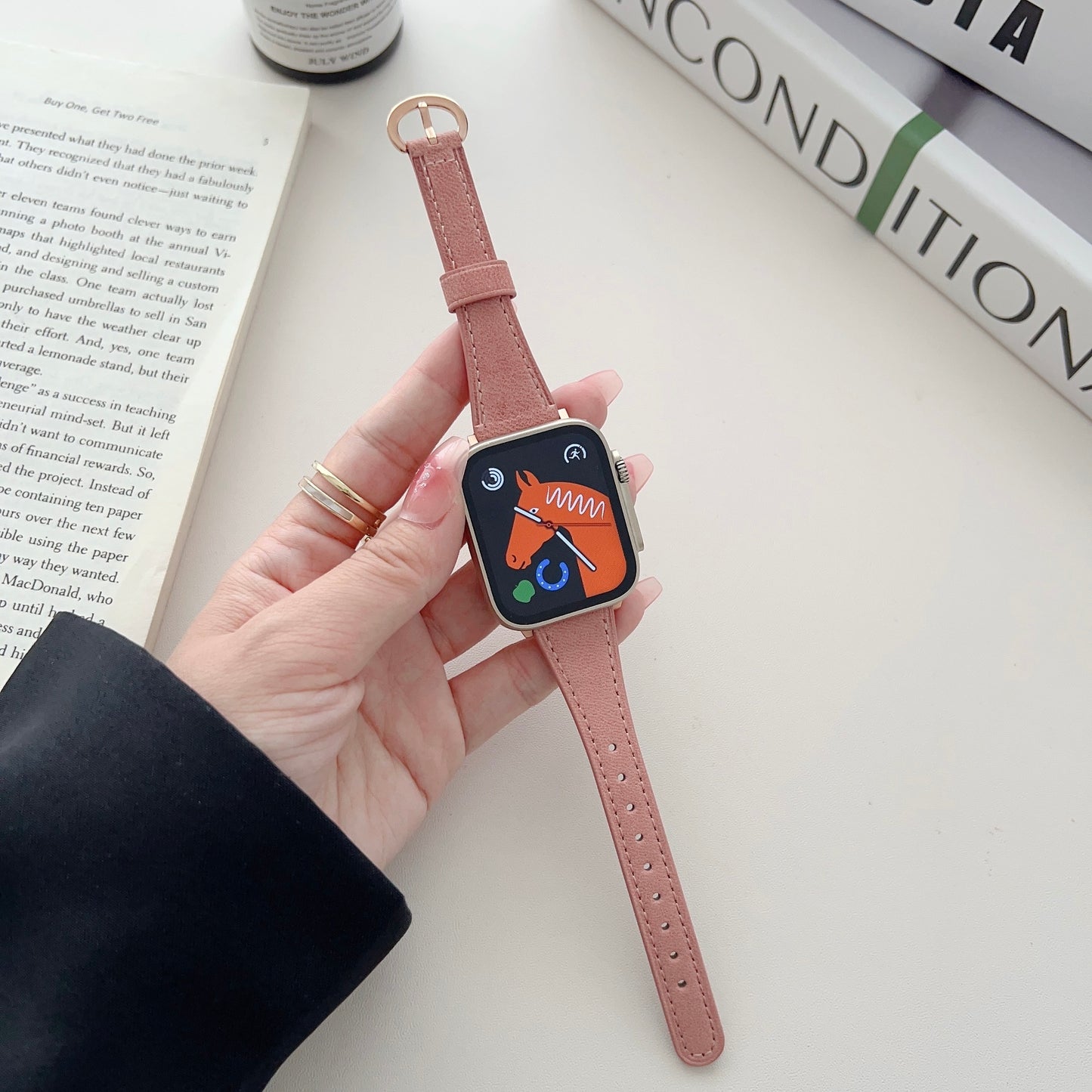 Genuine Leather Slim Strap For Apple Watch Series 8 7 SE 6 3 4 5 Ultra 49mm Band For iWatch 41mm 40 44 45 38mm 42mm Women Correa