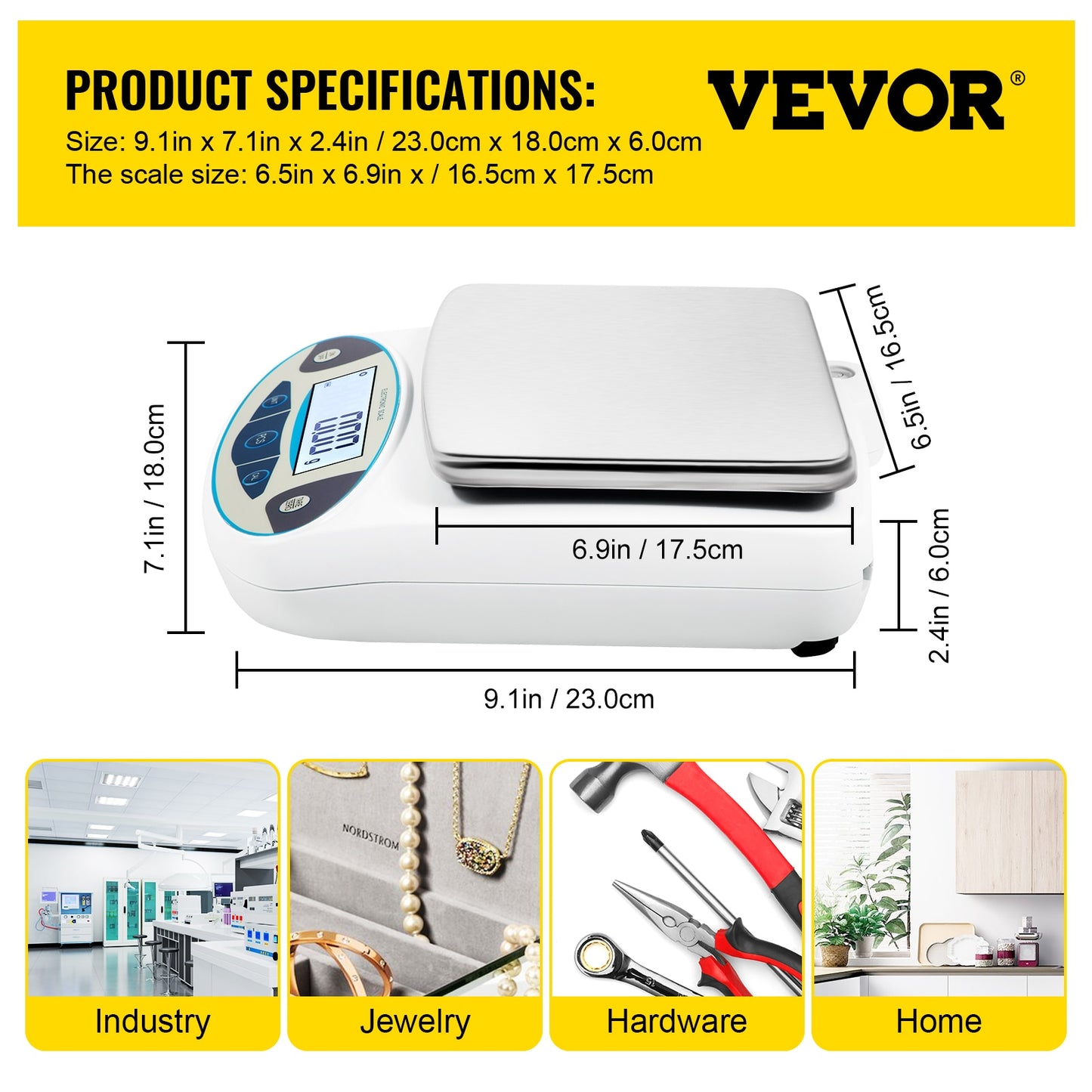 VEVOR Kitchen Scale 5000g x 0.01g Lab Analytical Balance W/ LCD Backlit Screen Digital Weight Mini Precision Pocket Electronic