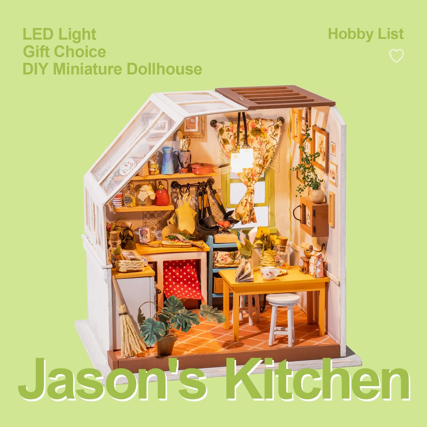 Robotime DIY Wooden Miniature Dollhouse Janson&#39;s Kitchen 1:24 Handmade Doll House Model Building Kits Toys For Children Adult