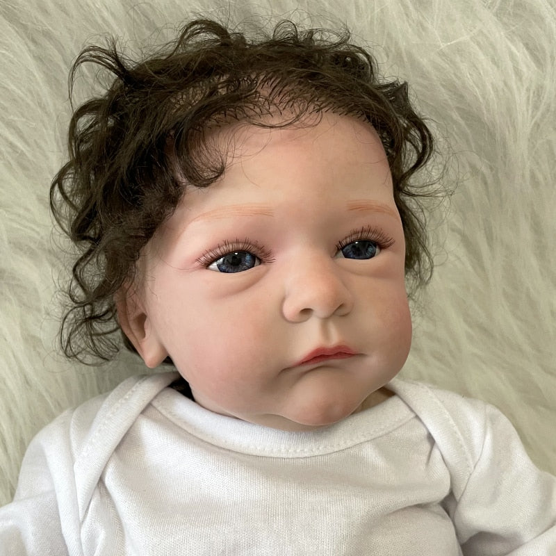 20 Inch 3D-Paint Skin Reborn Baby Doll Handmade High Quality Reborn Detailed Lifelike Hand-rooted Hair Doll Girls 19 Inch