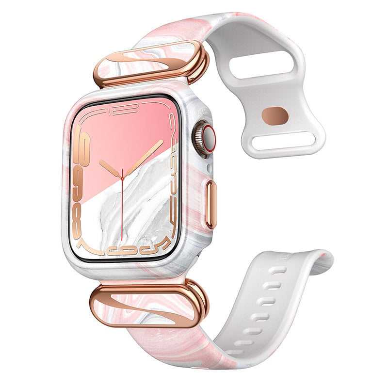 Case For Apple Watch 7/6/SE/5/4 (45/44mm) I-BLASON Cosmo Luxe Series Stylish Protective Case with Adjustable Soft Strap Bands