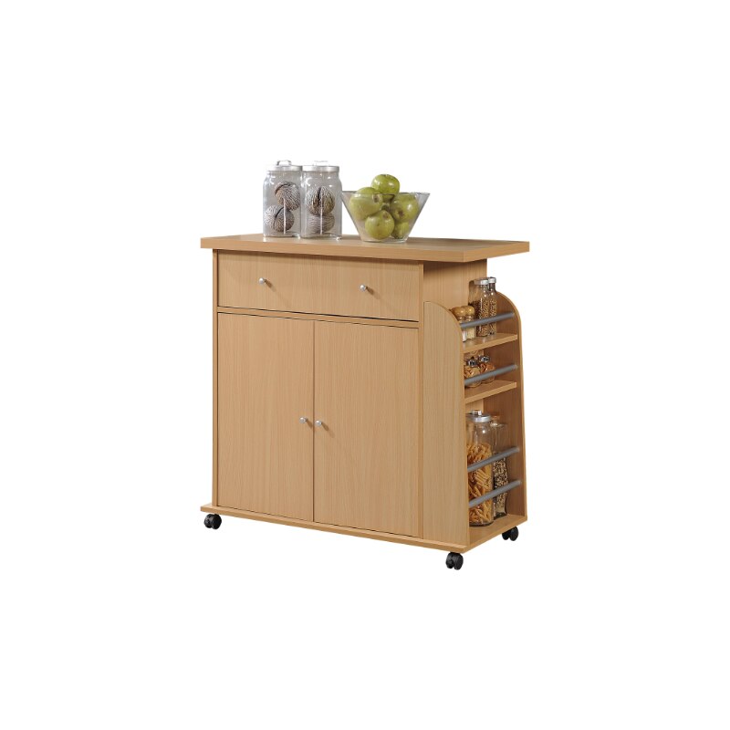 Hodedah Kitchen Cart with Spice Rack &amp; Towel Rack, Chocolate 35 In. H X 35.5 In. W X 16.5 In. D  Rolling Cart