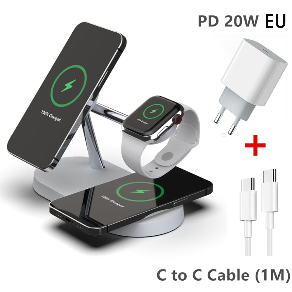 30W 3 in 1 Magnetic Wireless Charger Stand for iPhone 14 13 12 Pro Max Apple Watch 8 7 Airpods Induction Fast Charging Station