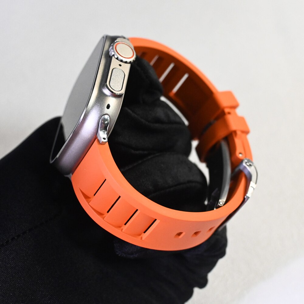 Fluororubber Watchband For Apple Watch Ultra 49mm Band 8 7 6 5 se 4 45mm 42 44mm Correa For iWatch 41mm 40 38mm Rubber Bracelet