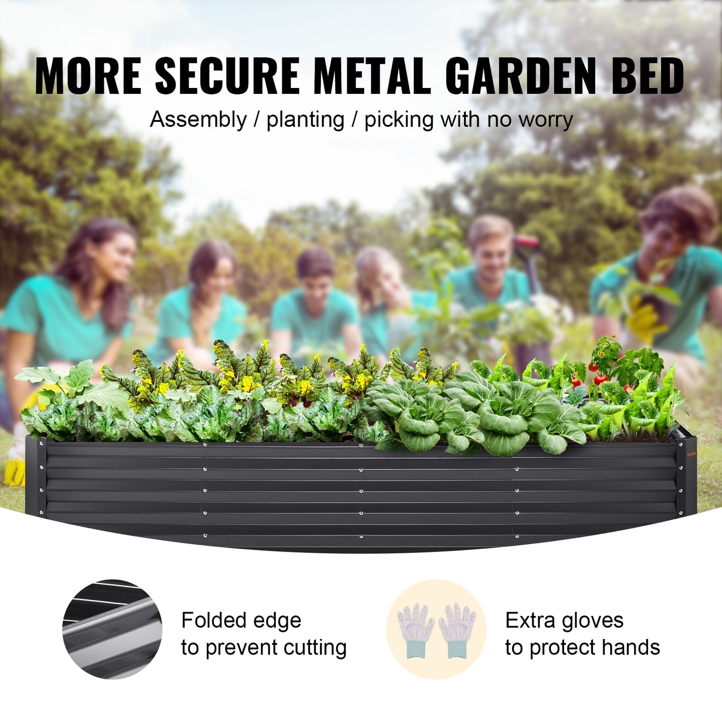 VEVOR Raised Garden Bed Kit Large Metal Raised Planter Box Garden Beds Outdoor for Vegetables Flowers and Herbs with Open Bottom