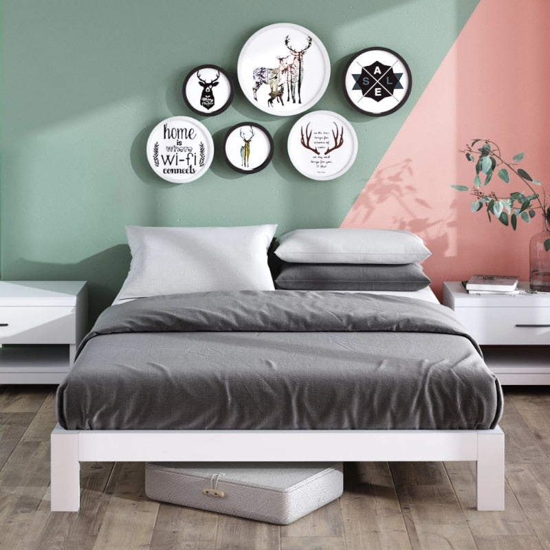 Zinus Arnav 10&quot; White Metal Platform Bed Frame Queen 79.50 X 59.50 X 10.00 Inches Bedframe with Headboard