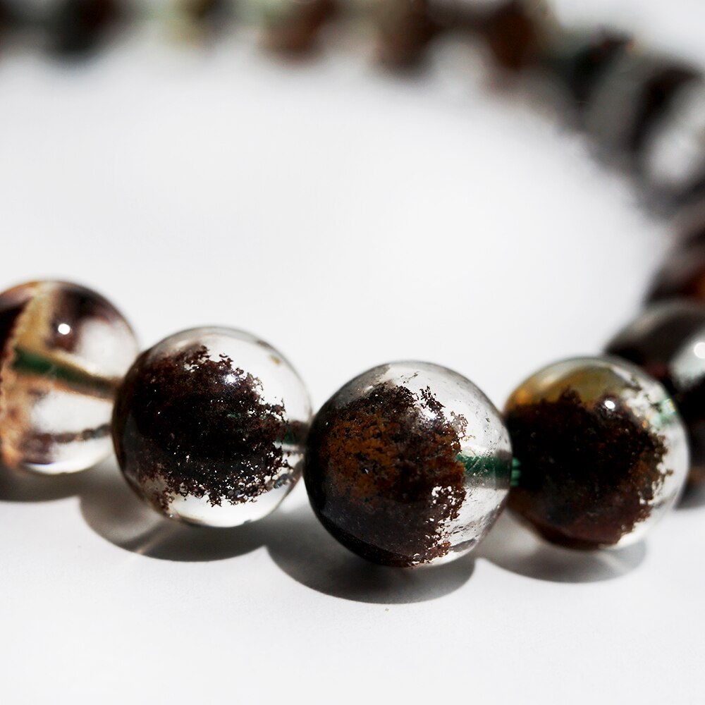 Natural Brown Crystal Crackle Phantom Ghost Quartz Round Beads Bracelets Accessories Fast Shipping Free Shipping Christmas Gifts