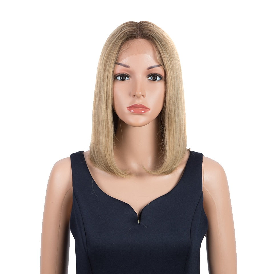 Trueme Ombre Blonde Human Hair Wigs Middle Part Lace Front Wigs For Women Colored Brazilian Straight Bob Transparent Lace Wigs