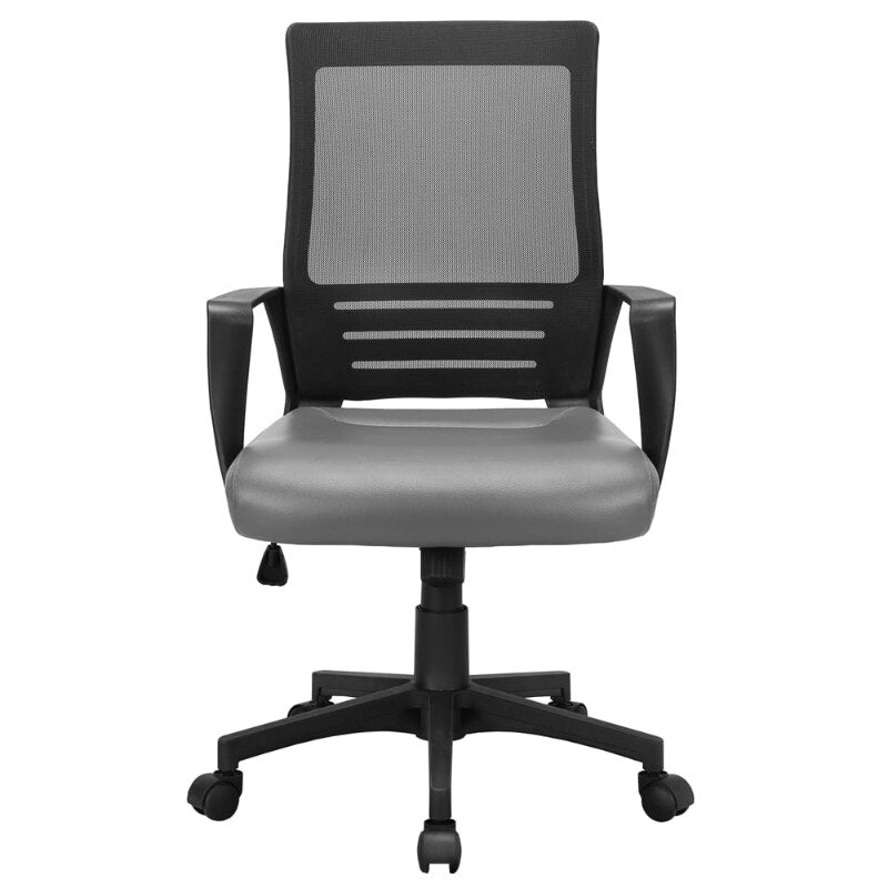 SMILE MART Adjustable Midback Ergonomic Mesh Swivel Office Chair with Lumbar Support, Brown Seat