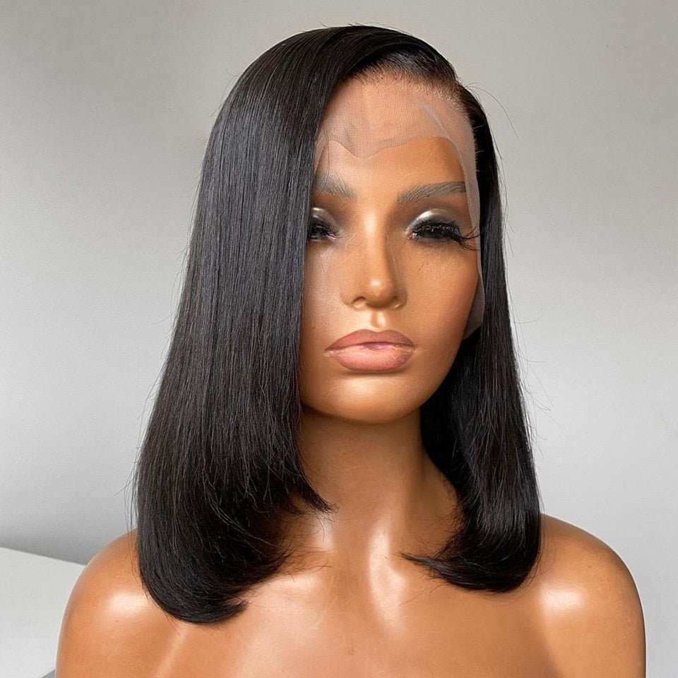 Brazilian Natural Pre Plucked 5x1 T Part Lace Short Bob Wig Straight Bob Wig 13x4 Lace Front Human Hair Wigs For Black Women