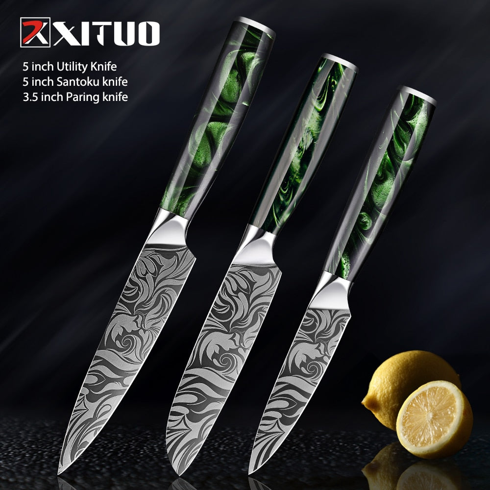 XITUO 1-8pc Kitchen knife Set Stainless Steel Pro Chef Knives Ultra Sharp Santoku Nakiri Bread Cleaver Boning Knife Cooking Tool