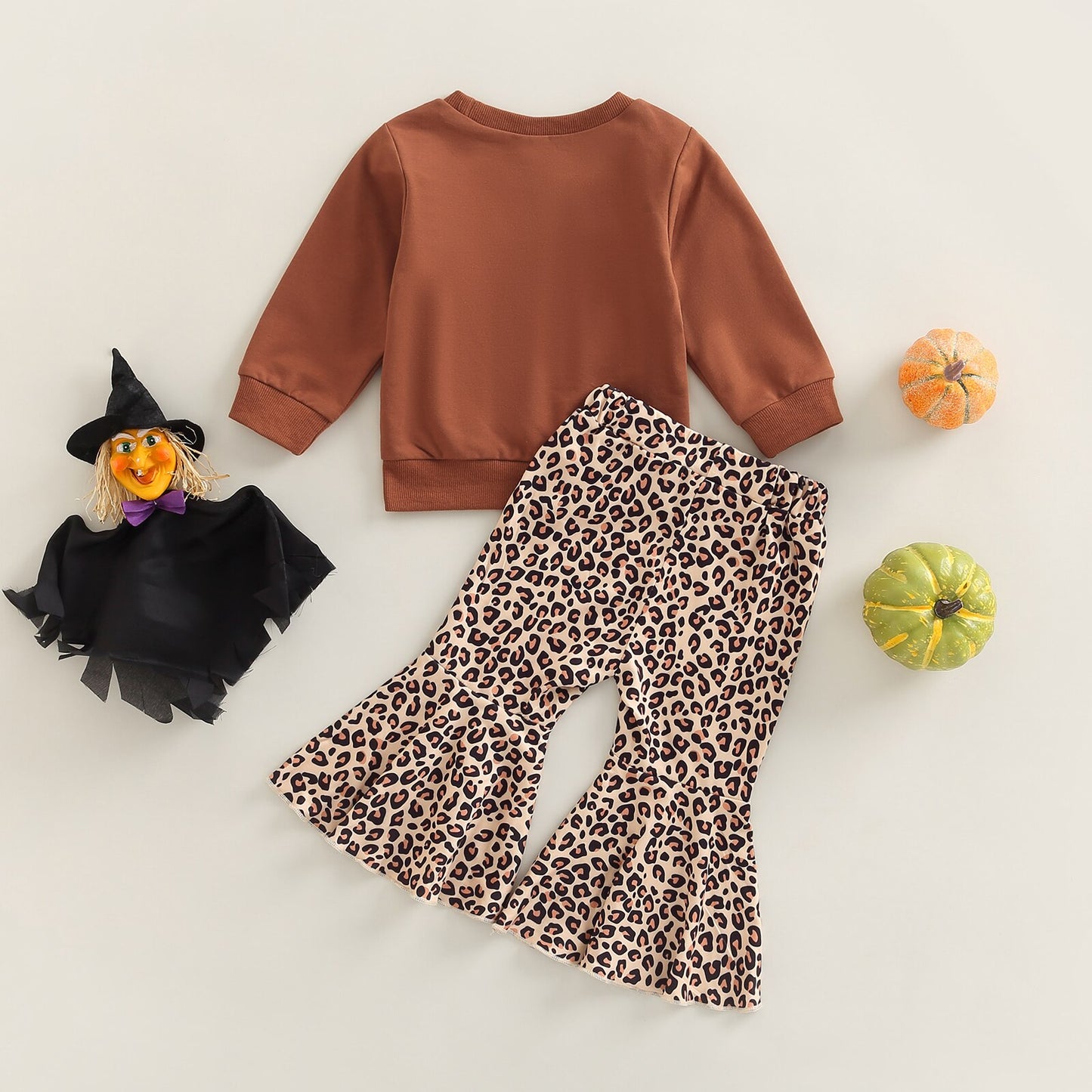 2022-07-25 Lioraitiin 0-4years Kid Girls Pants Suit Long Sleeve Letters Print Loose Tops  Long Leopard Bell-Bottoms Trousers