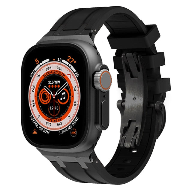 Sports Band for Apple Watch Ultra 49mm Series 8 7 45mm Silicone Men Rubber Strap for iwatch 8 6 5 4 SE 44mm 42mm Bracelet for AP