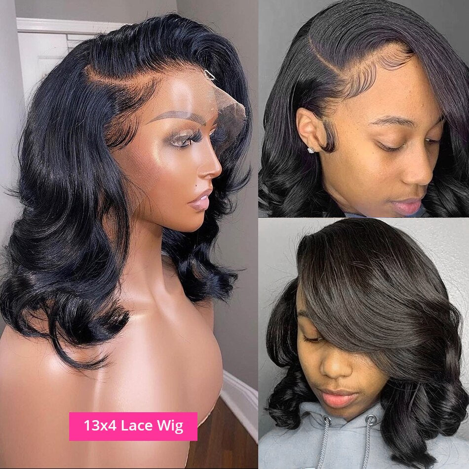 Bob 200 Density Lace Front Wig Human Hair 360 13x4 Lace Frontal Human Hair Wigs For Women Remy Short Body Wave 5x5x1 T Part Wig