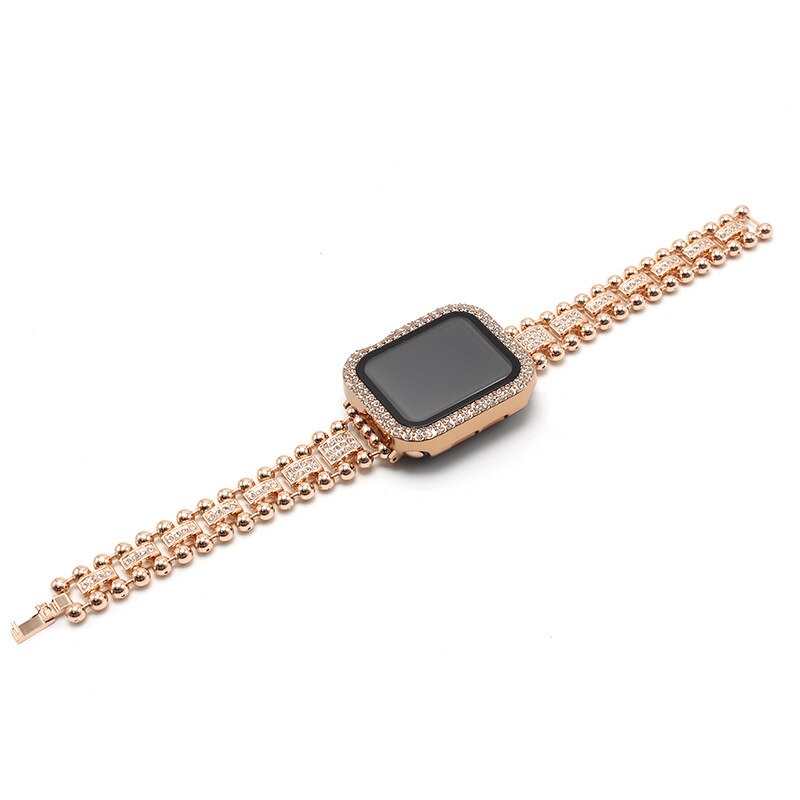 Diamond Metal Band For Apple Watch Ultra 49mm Slim Bracelet for iwatch Series 8 7 6 5 4 se 3 2 41 45mm 44 40 38 42MM Women Strap