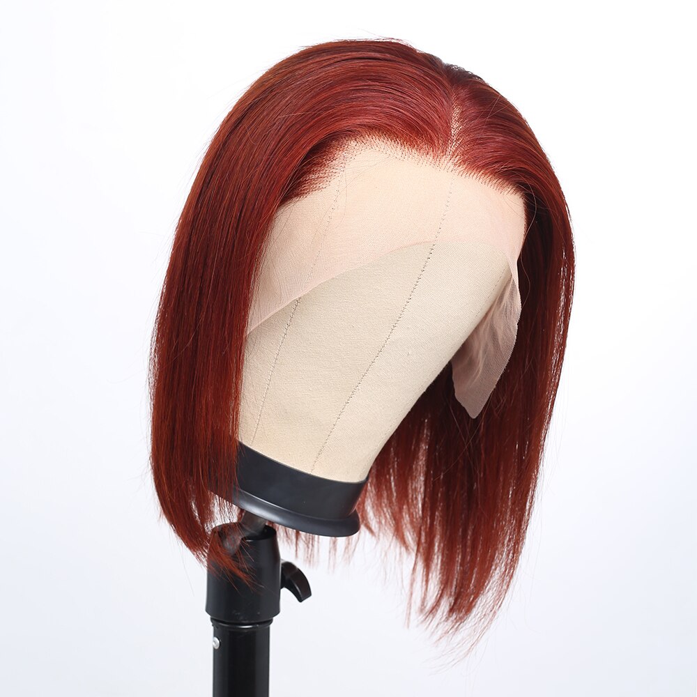 Reddish Brown Bob Lace Frontal Wig Human Hair 13x4 Straight Lace Front Wig Short Bob Wig Copper Red Lace Frontal Bob Wigs