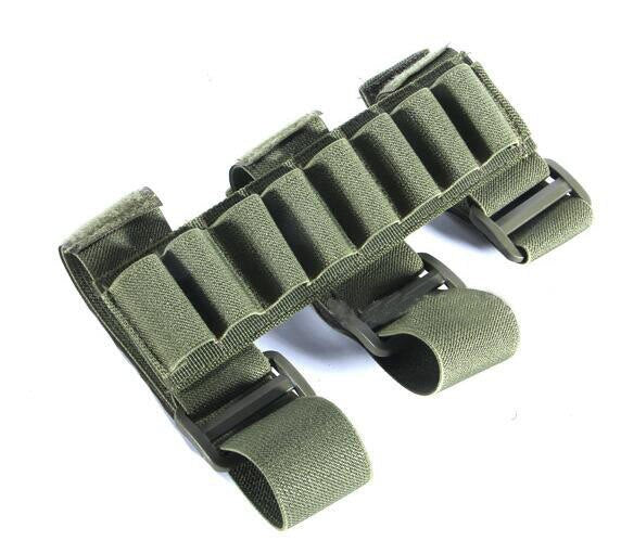 Military Tactical 8 Rounds Cartridge Rifle Buttstock Ammo Shell Carrier 12/20 Gauge Shotshell Holder Arm Pouch Hunting Mag Bag