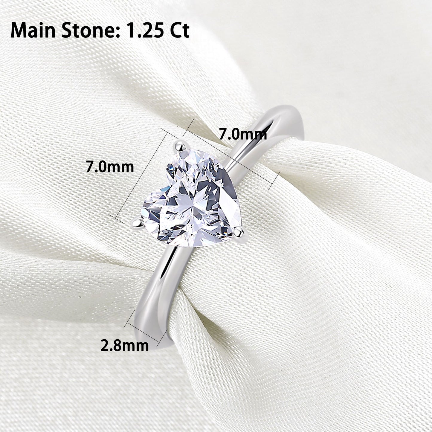 Newshe Solid 925 Sterling Silver Romantic Heart Shape AAAAA CZ Wedding Engagement Ring For Women Minimalist Jewelry BR1198