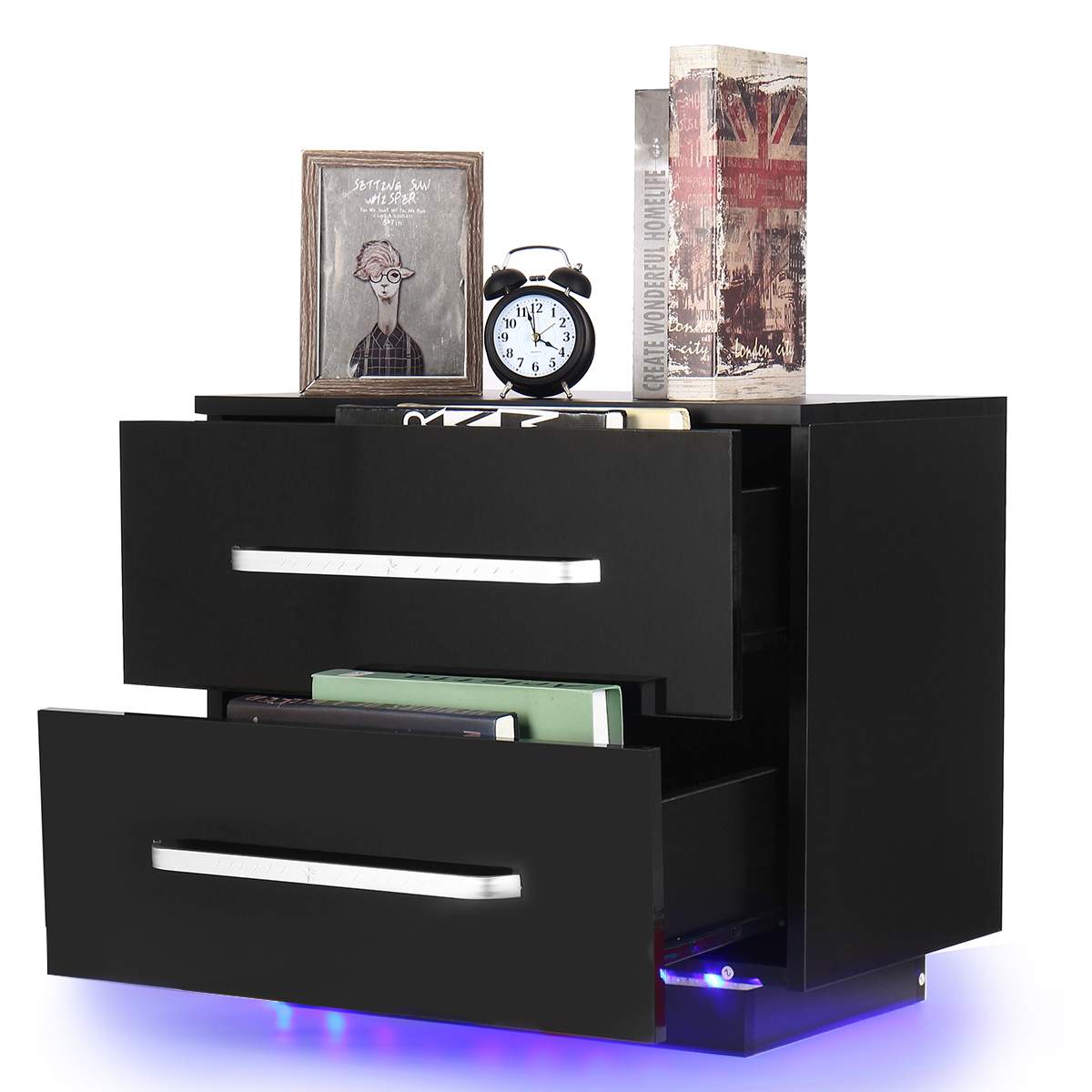 Modern Luxury Nighstand Bedside Table LED Storage Cabinet Sofa Bed side Table High Gloss Coffee Table Home Furniture Night Stand