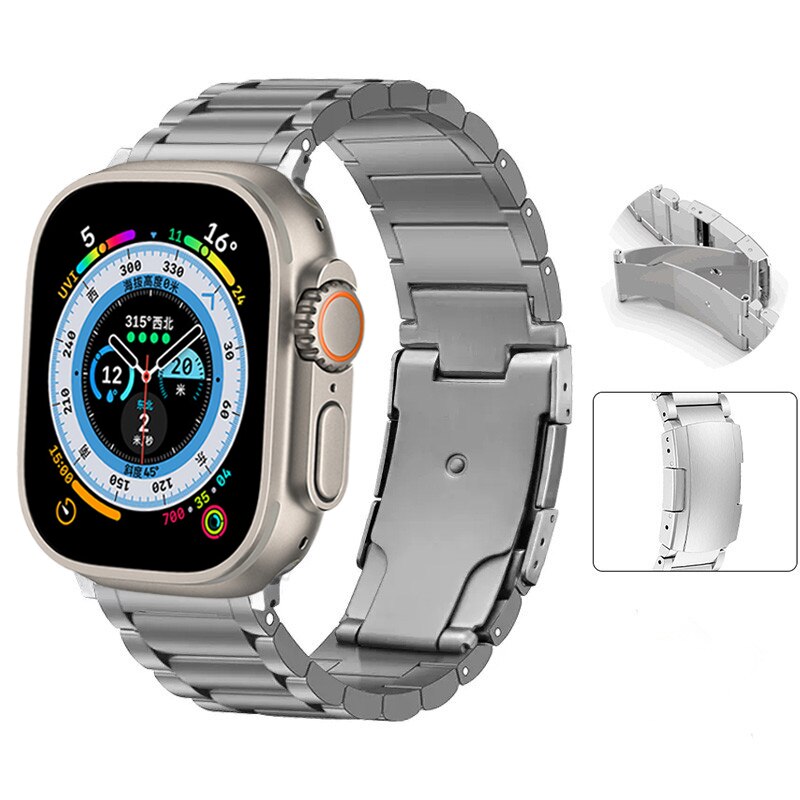 Titanium Metal Band for Apple Watch Series 8 Ultra 49mm Luxury Bracelet Strap for IWatch 7 8 41mm 45mm 6 5 4 SE 3 38 40 42 44MM