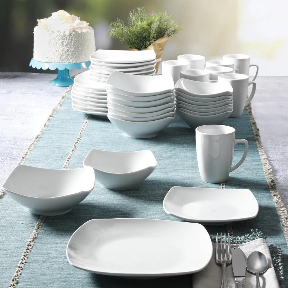 Plate Sets Home Everyday Square Expanded 40-Piece Dinnerware Set