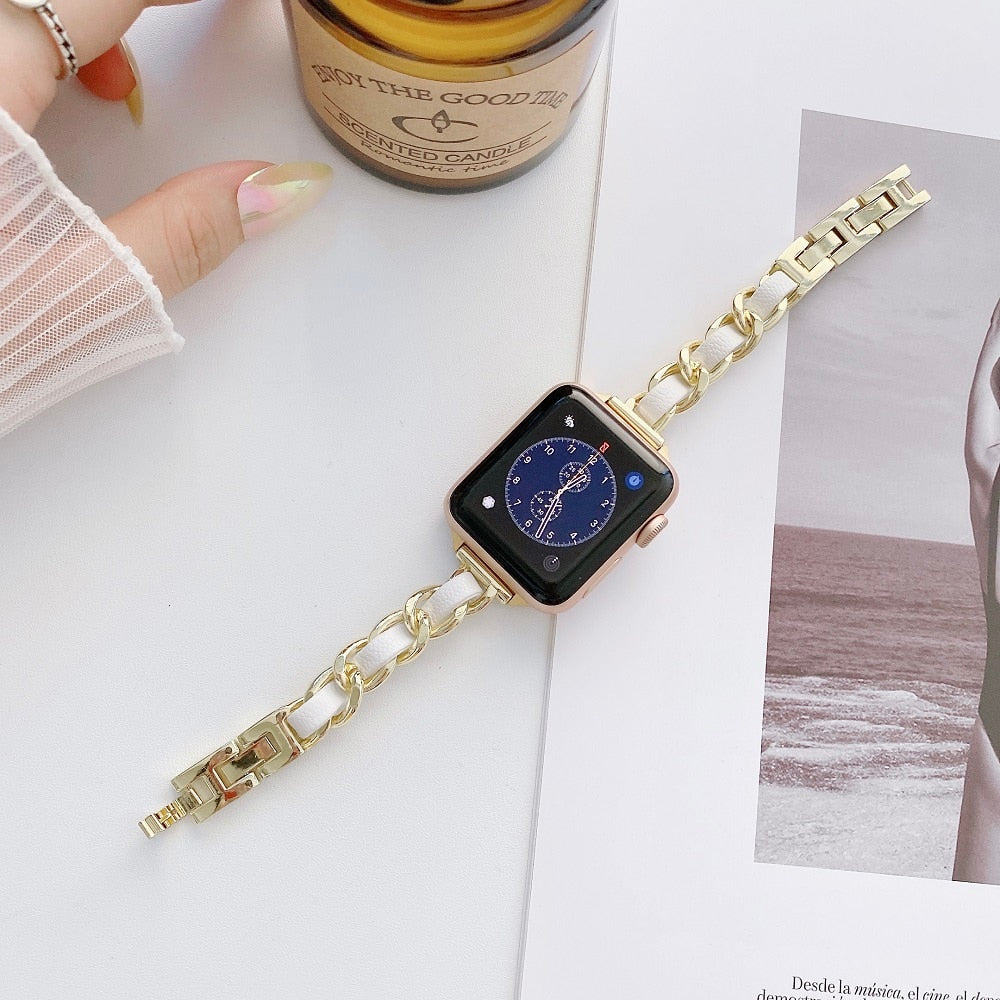 Thin women Stainless Steel watch band for apple watch ultra 49mm 8 7 se 654 40mm 41 44mm band strap for iwatch 32 38mm 42mm loop