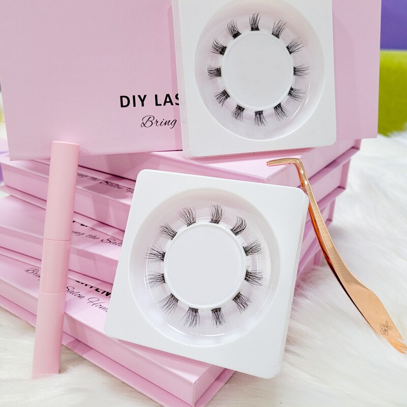 Veyes Inc DIY Lash Clusters Kits Without Logo Veyelash Reusable Eyelash Extension Wisps 3D Volume Segmented Lash Glue Bond Seal