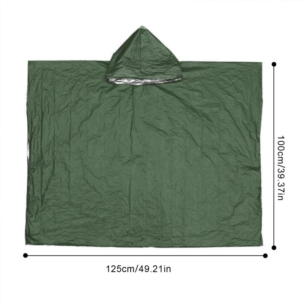 Emergency Thermal Blanket Raincoat Portable Outdoor Survival Rain Poncho Camping Travel Foldable Safety First Aid Kit for Hiking