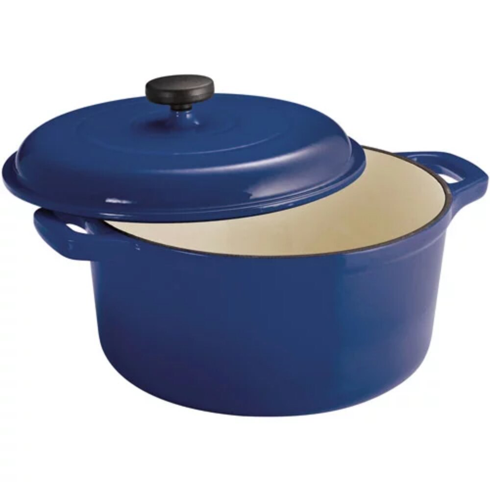 Enameled Cast Iron 6.5 Quart Round Dutch Oven, Blue Kitchen Cookware