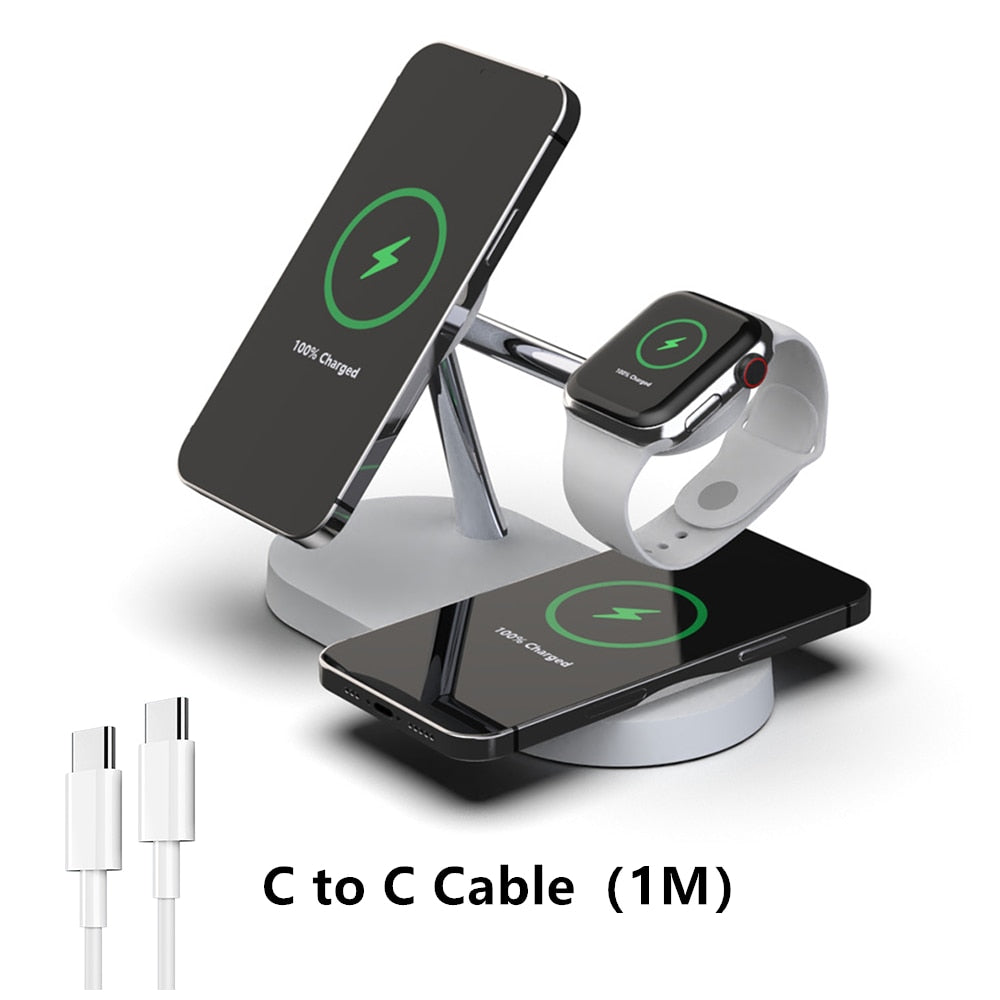 30W 3 in 1 Magnetic Wireless Charger Stand for iPhone 14 13 12 Pro Max Apple Watch 8 7 Airpods Induction Fast Charging Station