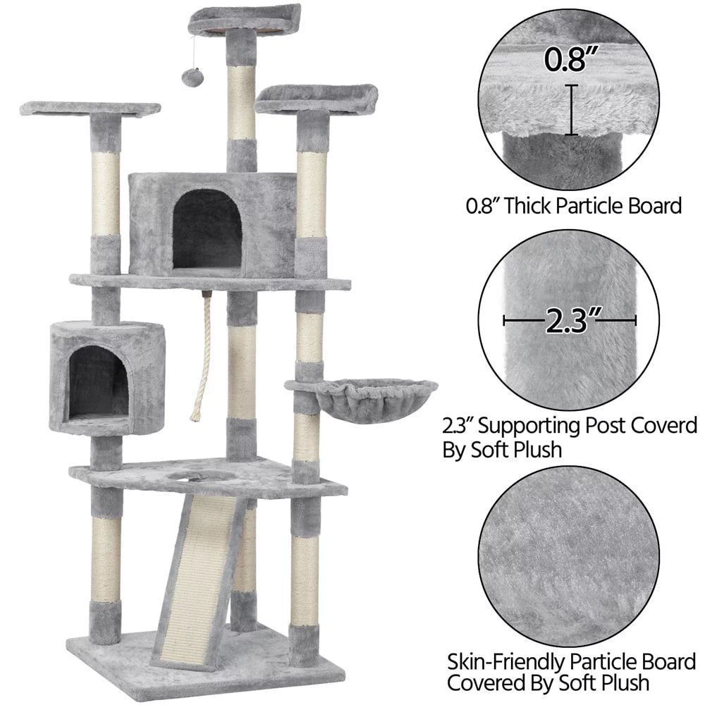 79&quot; Multilevel Cat Tree Tower with Scratching Posts, Cat Supplies, Cat Climbing Frame,  So That Cats Can Play Happily At Home