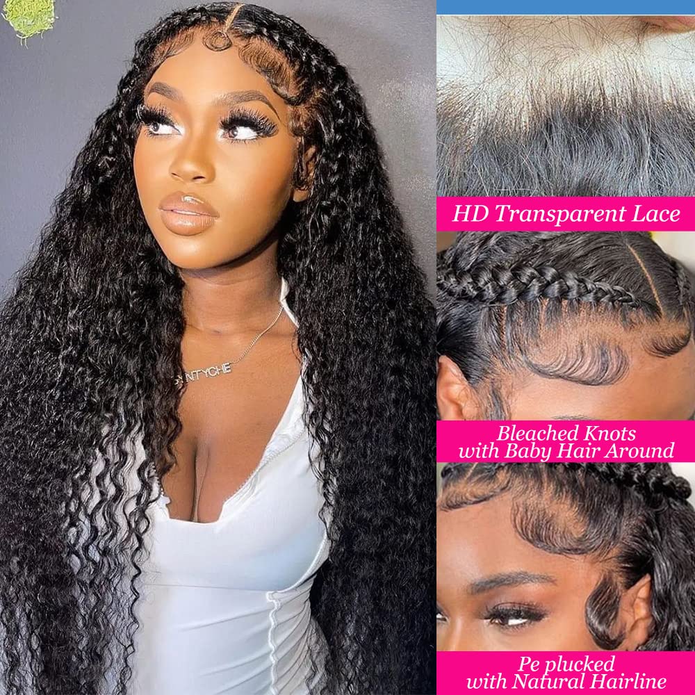 Brazilian Water Wave Frontal Wig 13x4 Transparent Lace Front Human Hair Wigs For Black Women Pre Plucked Curly Lace Closure Wig