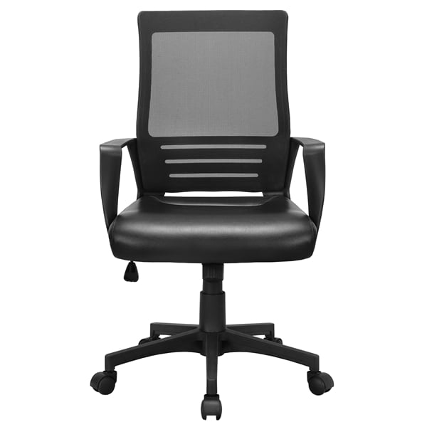 SMILE MART Adjustable Midback Ergonomic Mesh Swivel Office Chair with Lumbar Support, Brown Seat