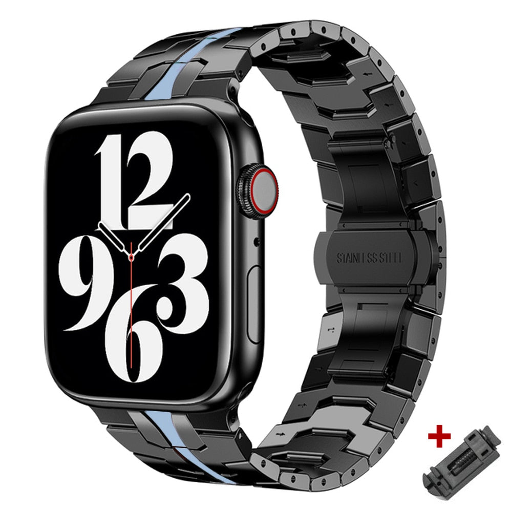 Luxury Stainless Steel Strap For Apple watch band 8 7 SE/6/5/4/3/2 38 42mm For iWatch 7 8 41mm 45mm Ultra 49mm Business Bracelet